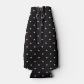 ピンクブラック水玉模様カスタムイニシャルボトルクール ボトルクーラー (裏面)