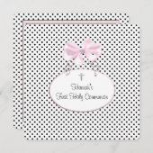 ピンクブラック水玉模様クロスガールズファースト 招待状 (正面/裏面)