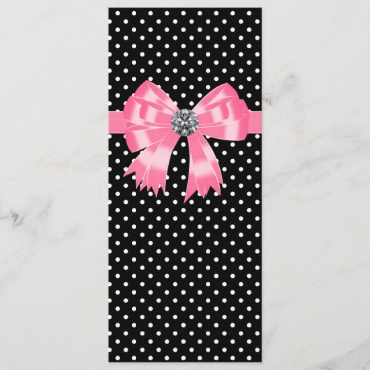 ピンクブラック水玉模様結婚式 プログラムテンプレート プログラム (正面)