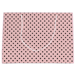 ピンクブラック水玉模様 ラージペーパーバッグ
