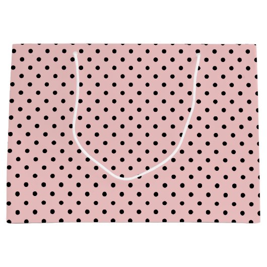 ピンクブラック水玉模様 ラージペーパーバッグ (正面)