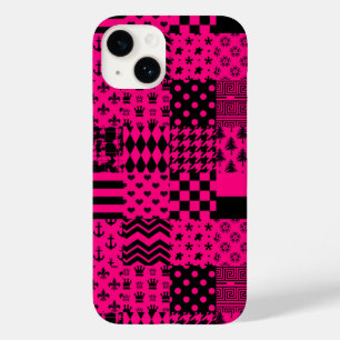 ピンクブラック混合パターンパッチワークデザイン Case-Mate iPhone 14ケース