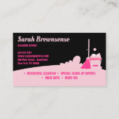 ピンクブラック清掃サービスメイド清掃クーポン 名刺 (裏面)