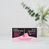 ピンクブラック清掃サービスメイド清掃クーポン 名刺 (スタンド正面)