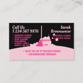 ピンクブラック清掃サービスメイド清掃クーポン 名刺 (正面)