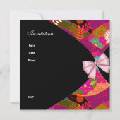 ピンクブラック甘い16誕生日パーティーの招待の花 招待状 (裏面)