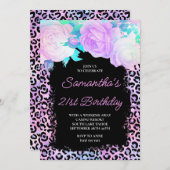 ピンクブラック虹色ヒョウ21歳 招待状 (正面/裏面)