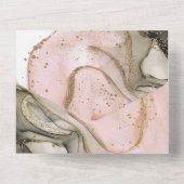 ピンクブラック金ゴールドウォーターカラーシモダンック結婚ズ オールインワン招待状 (裏面)