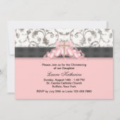 ピンクブラック金ゴールドクロスガールズピンク《キリスト教》洗礼式や命名式 招待状 (裏面)