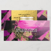 ピンクブラック金ゴールドグリッターモダンギフト証明書 (正面/裏面)