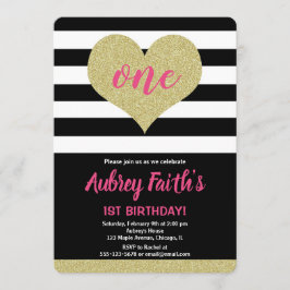 ピンクブラック金ゴールドハートバレンタインデー 招待状