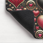 ピンクブラック金ゴールドバレンタインラブハート マウスパッド (コーナー)