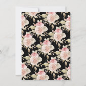 ピンクブラック金ゴールドフローラガールベビーシャワーブランチ 招待状 (裏面)