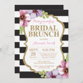 ピンクブラック金ゴールドブライダルブランチ招待状フローラ 招待状 (正面/裏面)