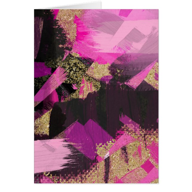 ピンクブラック金ゴールドモダングリッターブラシグラムグランジ (正面)