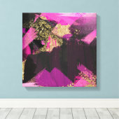 ピンクブラック金ゴールドモダングリッターブラシグラムグランジ キャンバスプリント (インサイチュ (ウッドフロア))