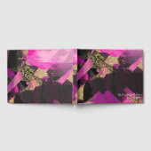 ピンクブラック金ゴールドモダングリッターブラシグラムグランジ ゲストブック (全面)