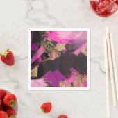 ピンクブラック金ゴールドモダングリッターブラシグラムグランジ スタンダードカクテルナプキン (インサイチュ)