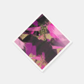 ピンクブラック金ゴールドモダングリッターブラシグラムグランジ スタンダードカクテルナプキン (角)