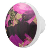 ピンクブラック金ゴールドモダングリッターブラシグラムグランジ セラミックノブ (右)