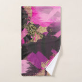 ピンクブラック金ゴールドモダングリッターブラシグラムグランジ バスタオルセット (ハンドタオル)