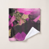 ピンクブラック金ゴールドモダングリッターブラシグラムグランジ バスタオルセット (ウォッシュタオル)