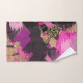 ピンクブラック金ゴールドモダングリッターブラシグラムグランジ バスタオルセット (ハンドタオル)