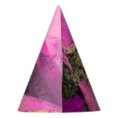 ピンクブラック金ゴールドモダングリッターブラシグラムグランジ パーティーハット (裏面)