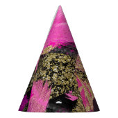 ピンクブラック金ゴールドモダングリッターブラシグラムグランジ パーティーハット (左)