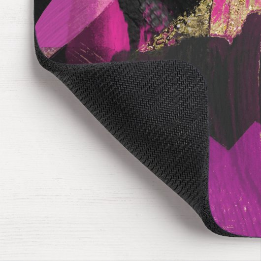 ピンクブラック金ゴールドモダングリッターブラシグラムグランジ マウスパッド (コーナー)