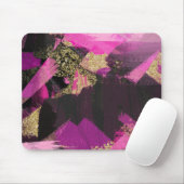 ピンクブラック金ゴールドモダングリッターブラシグラムグランジ マウスパッド (マウス)