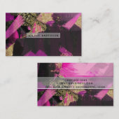 ピンクブラック金ゴールドモダングリッターブラシグラムグランジ 名刺 (正面/裏面)
