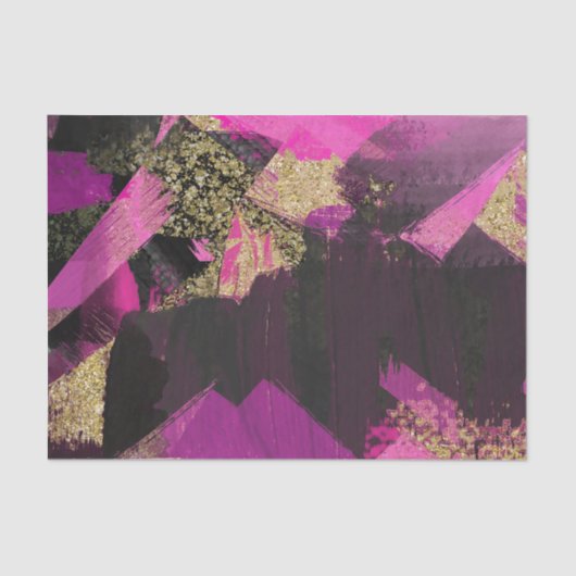 ピンクブラック金ゴールドモダングリッターブラシグラムグランジ 薄葉紙 (正面)