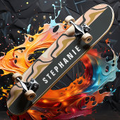 ピンクブラック金ゴールドレトロモダン抽象芸術大理石旋回 スケートボード