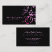 ピンクブラック高級エレガントヴィンテージスクリプト 名刺 (正面/裏面)