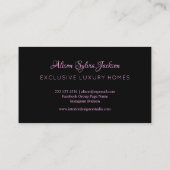 ピンクブラック高級エレガントヴィンテージスクリプト 名刺 (裏面)