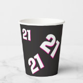 ピンクブラック21歳の誕生日パーソナライズされた写真 紙コップ (裏面)
