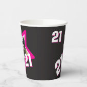 ピンクブラック21歳の誕生日パーソナライズされた写真 紙コップ (左)