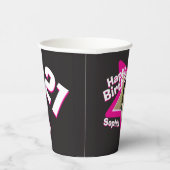 ピンクブラック21歳の誕生日パーソナライズされた写真 紙コップ (右)