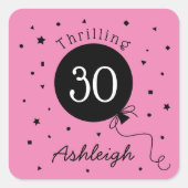 ピンクブラック30歳の誕生日 スクエアシール (正面)