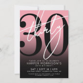 ピンクブラック30th誕生日パーティの招待状 招待状 (正面)