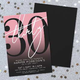 ピンクブラック30th誕生日パーティの招待状 招待状