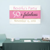 ピンクブラック50と素晴らしいタイポグラフィ50誕生日 横断幕 (トレードショー)