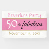 ピンクブラック50と素晴らしいタイポグラフィ50誕生日 横断幕 (横)