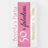 ピンクブラック50と素晴らしいタイポグラフィ50誕生日 横断幕 (縦)