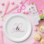 ピンクブラック50と素晴らしい誕生日パーティー ペーパープレート (パーティー)