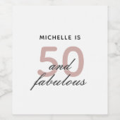 ピンクブラック50th誕生日 ワインラベル (シングルラベル)