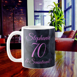 ピンクブラック70とセンセーショナル誕生日 コーヒーマグカップ
