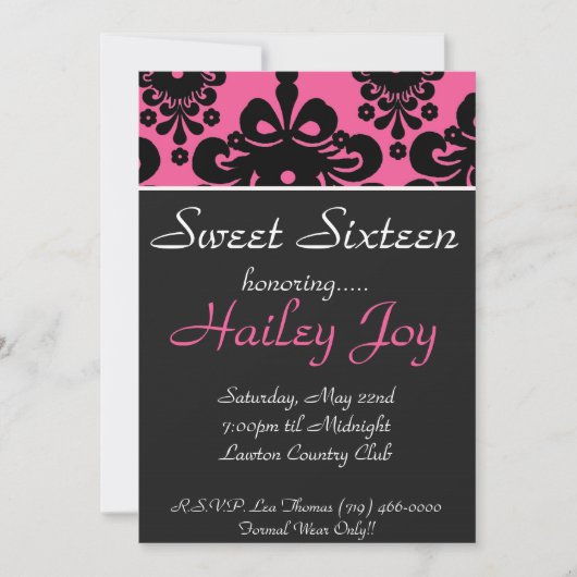 ピンクブラック·コピーSweet sixteen顕彰……····· 招待状 (正面)