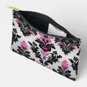 ピンクブラック&シルバーダマスクスタイル アクセサリーポーチ (見開き)